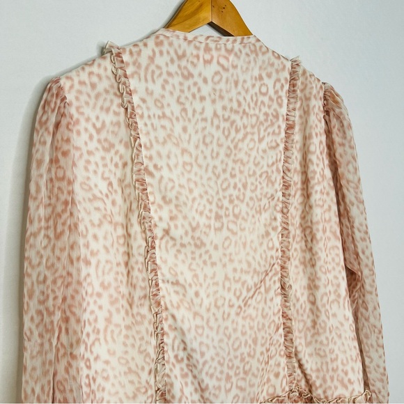 RACHEL PARCELL LEOPARD PRINT LACE SLEEVE RUFFLE MINI DRESS. Size XXL. - Picture 7 of 14